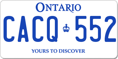 ON license plate CACQ552