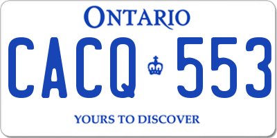 ON license plate CACQ553