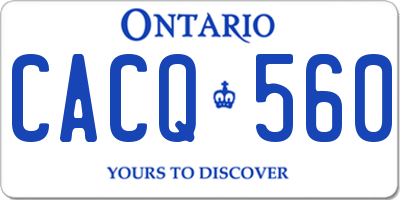 ON license plate CACQ560