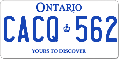 ON license plate CACQ562