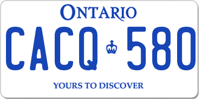 ON license plate CACQ580