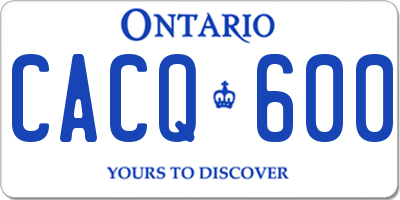 ON license plate CACQ600