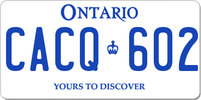 ON license plate CACQ602