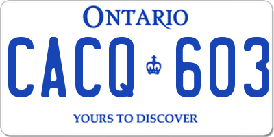 ON license plate CACQ603