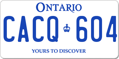 ON license plate CACQ604