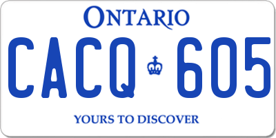 ON license plate CACQ605