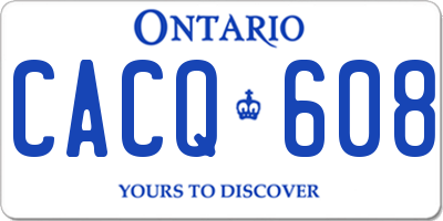 ON license plate CACQ608