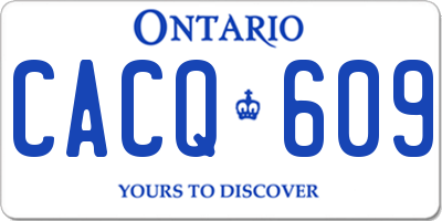 ON license plate CACQ609