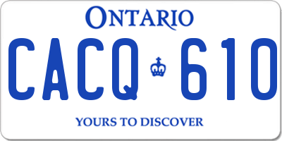 ON license plate CACQ610