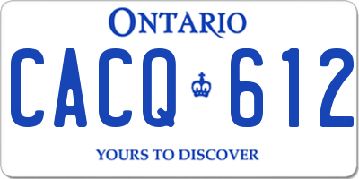 ON license plate CACQ612