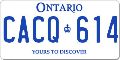 ON license plate CACQ614