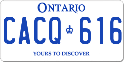 ON license plate CACQ616