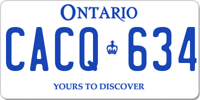 ON license plate CACQ634