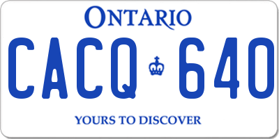 ON license plate CACQ640