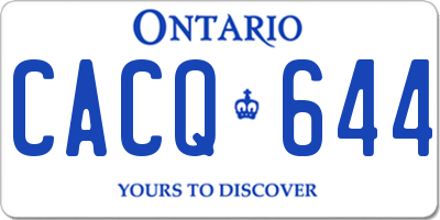 ON license plate CACQ644