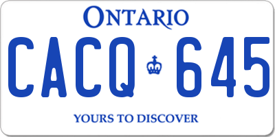 ON license plate CACQ645