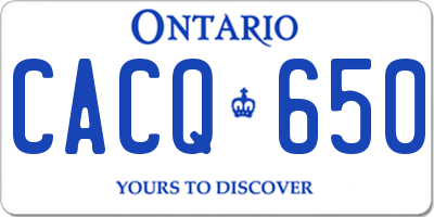 ON license plate CACQ650