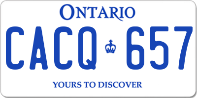 ON license plate CACQ657