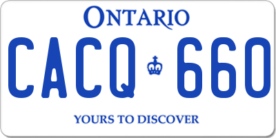 ON license plate CACQ660