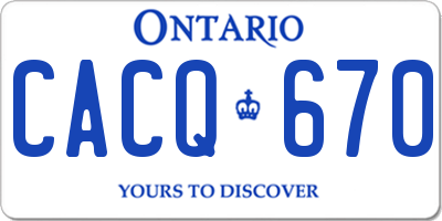 ON license plate CACQ670