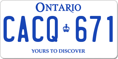 ON license plate CACQ671