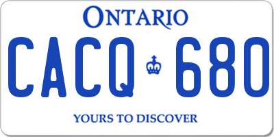 ON license plate CACQ680