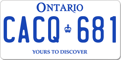 ON license plate CACQ681