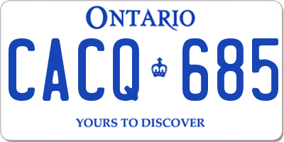 ON license plate CACQ685