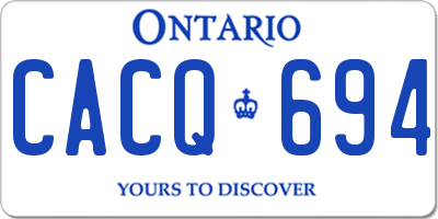 ON license plate CACQ694