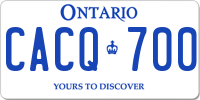 ON license plate CACQ700