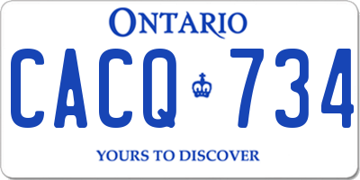 ON license plate CACQ734