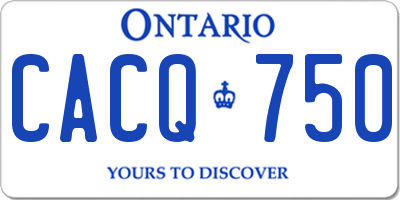 ON license plate CACQ750