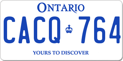 ON license plate CACQ764