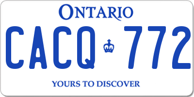 ON license plate CACQ772