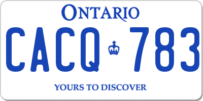 ON license plate CACQ783