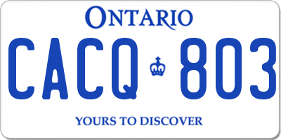 ON license plate CACQ803