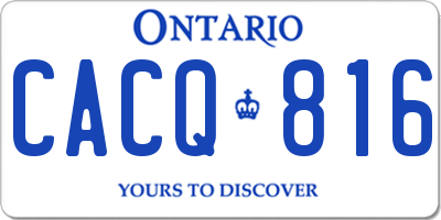 ON license plate CACQ816