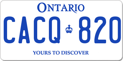 ON license plate CACQ820