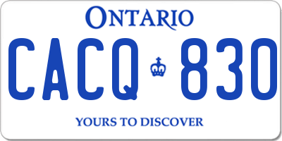 ON license plate CACQ830