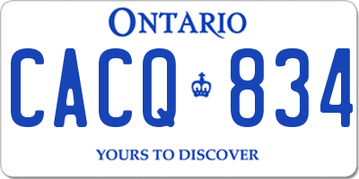 ON license plate CACQ834