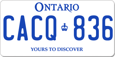 ON license plate CACQ836