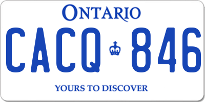 ON license plate CACQ846