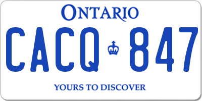 ON license plate CACQ847