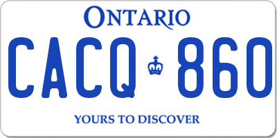 ON license plate CACQ860