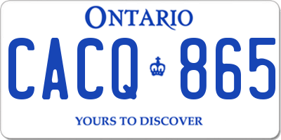 ON license plate CACQ865