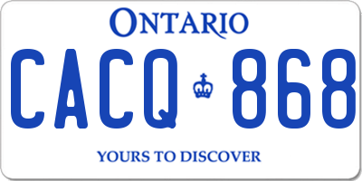 ON license plate CACQ868