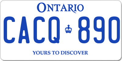 ON license plate CACQ890