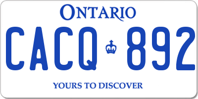 ON license plate CACQ892