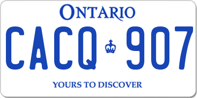 ON license plate CACQ907