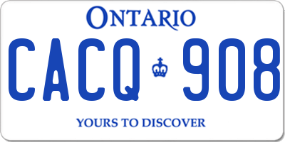 ON license plate CACQ908